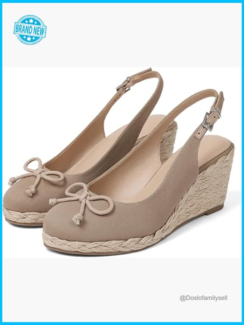 Espadrille Wedge Sandals Woven Raffia Slingback Platform Cute Bow Casual